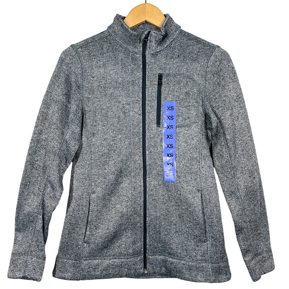 NEW! Marc New York Full Zip Heringbone Jacket Mock Neck Athletic - XS